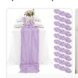 24 Pack Lavender Cheesecloth Table Runner 120 inch Fall Thanksgiving Boho Rustic Gauze Farmhouse 10FT Cheese Cloth Runner for Baby Shower Wedding Part