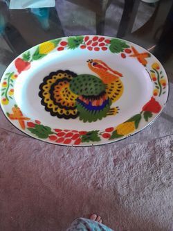 Vintage Enamelware Turkey Platter