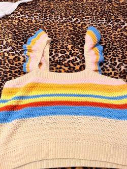 Rainbow Stripe Knit Crop Bralette Top