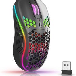 Wireless Gaming Mouse with Honeycomb Shell,USB Cordless 2.4GHz Ergonomic Wireless Mouse,Rechargeable RGB Backlight Computer Mouse for pc,Laptop,Comput