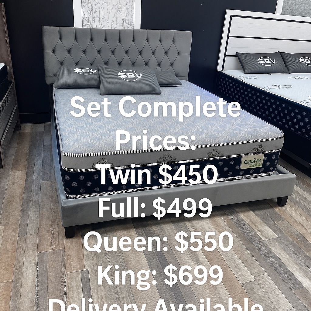 🛌 Queen Mattress Come With Bed Frame (Headboard & Footboard) + Box Spring – Ready for Delivery Today!