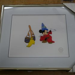 Fantasia Sorcerer’s Apprentice 1990 Framed Disney Serigraph  2500 edition COA 