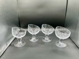 mid century Hand Blown Bubble Ice Cream Desert Glasses From Italy