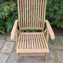 Quality Teak Outdoor Patio Arm Chair w/ Adjustable Backrest