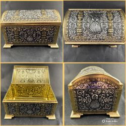 Teleflora Collection Decorative Tin Treasure Chest Angel Engraved—West Germany