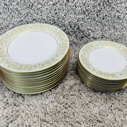 NORITAKE Viscount 6845 6x10.5in Salad Plates & 7x8in Dinner Plates Set Of 21