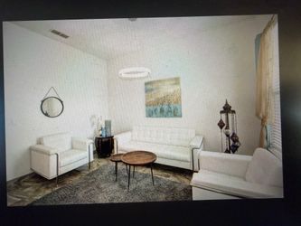 Couch and 3 chairs pure. White leather