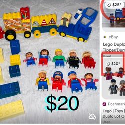 $20 Vintage Duplo set with 9 characters people and Truck,cars total 30 pieces