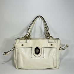 Coach Peyton Patent Leather Ivory Cream Handbag Satchel Shoulder Bag J0(contact info removed)4
