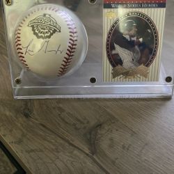 Luis Gonzales Autographed Baseball With World Series Card
