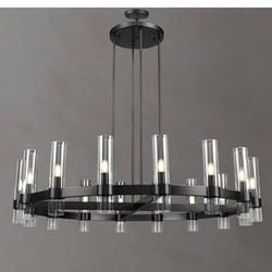 MSRP 950$ (65% off) brand new Knurldon Modern 48" Black Wagon Wheel Chandelier