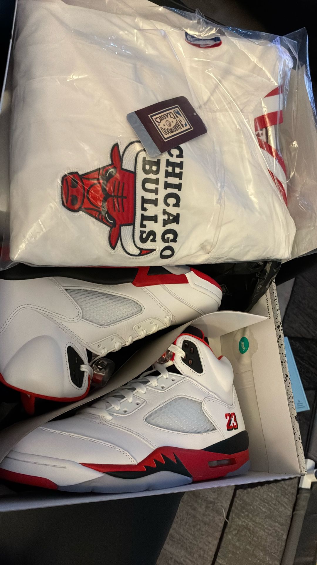  Jordan Fire Red 5s Brand New Jordan Bulls Varsity Jacket Brand New  