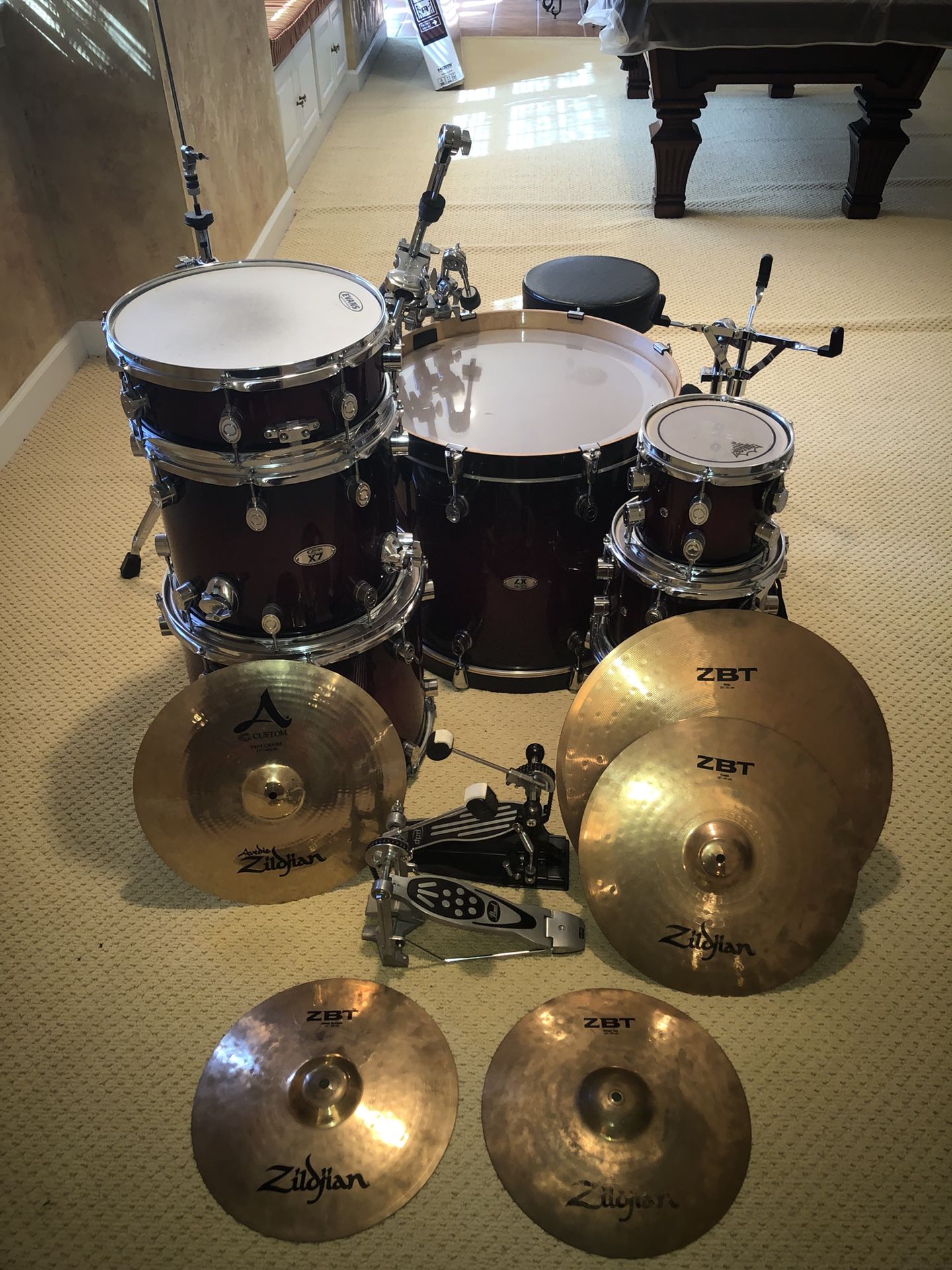 PDP X7 All Maple Drum Set With Cymbals
