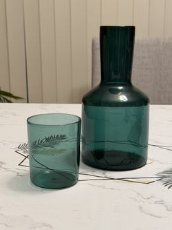 Bedside Water Carafe Set — Glass (Dark Green)
