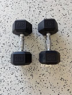 30 lb Rubber Hex Dumbbells Pair