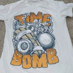 White “Time Bomb” Graphic T-Shirt Streetwear – Small