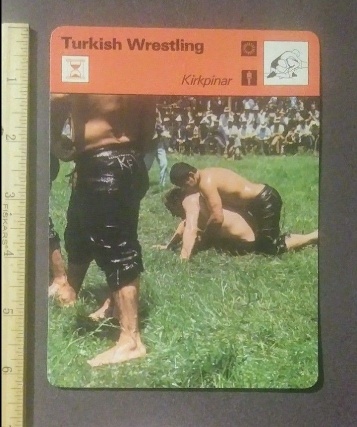 1979 Sportscaster Kirkpinar Turkish Wrestling Martial Arts Large Over-Sized Card Vintage Collectible Italy