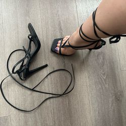 Olivia J lace up black heels