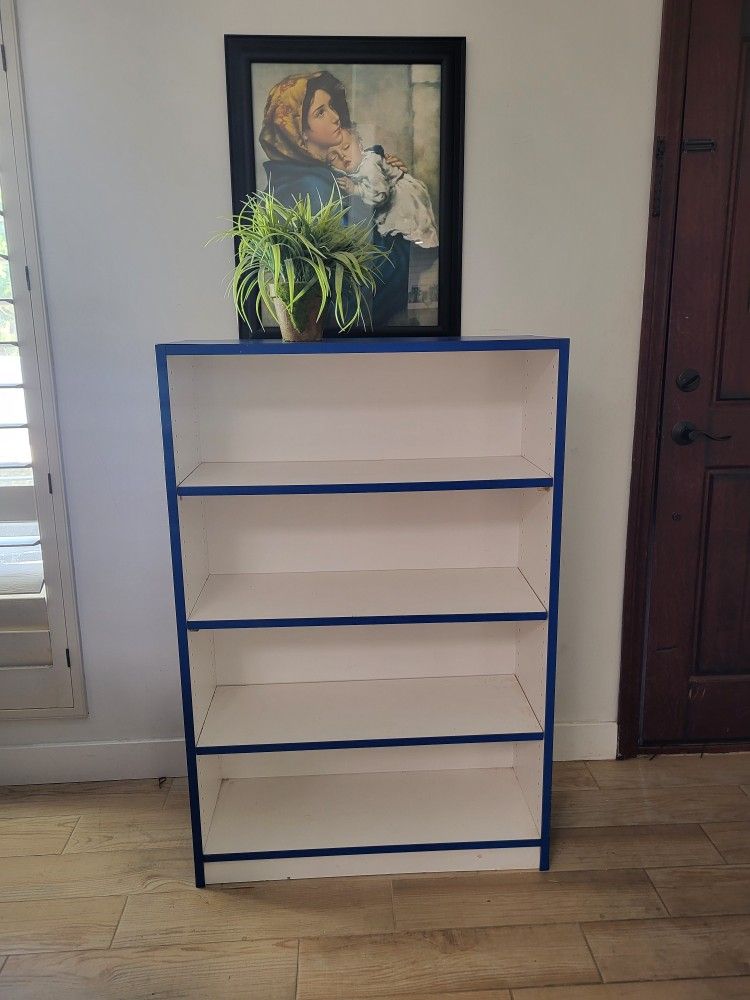 Sturdy Blue And White Bookcase