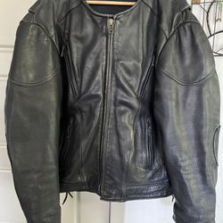 Vintage Mens Leather Motorcycle Jacket, unbranded, HEAVY, approx size XL