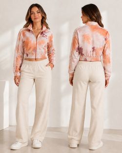 NWT Adidas Pink Orange Tie-Dye Cropped Track Jacket