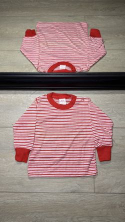 New Vintage 1980s Kids / Toddlers Buster Brown Red & White Striped Long Sleeve Shirt