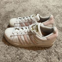 Pink & White Adidas Superstar Women’s Size 4 Sneakers 