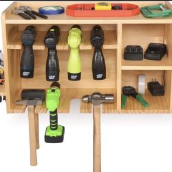 NEW ikkle Wooden Drill Rack – Wall-Mount 8‑Slot Organizer