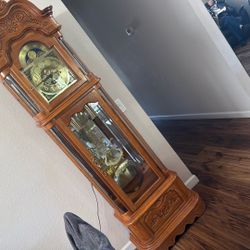 Vintage Oak Grandfather Clock 