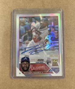 MICHAEL HARRIS 2023 TOPPS CHROME REFRACTOR RC AUTO #/499 ON CARD ROOKIE AUTO