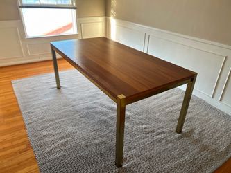Dining table wallnut veneer and brass
