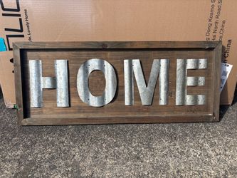 Farmhouse HOME Wall Sign Wood and Metal