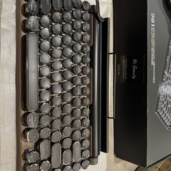 Typewriter Style Retro Mechanical Keyboard LED Backlight 83 Keys Bluetooth 5.0 Blue Axis, Suitable Desktop Computers/Laptops Mac/Mobile Punk Keys