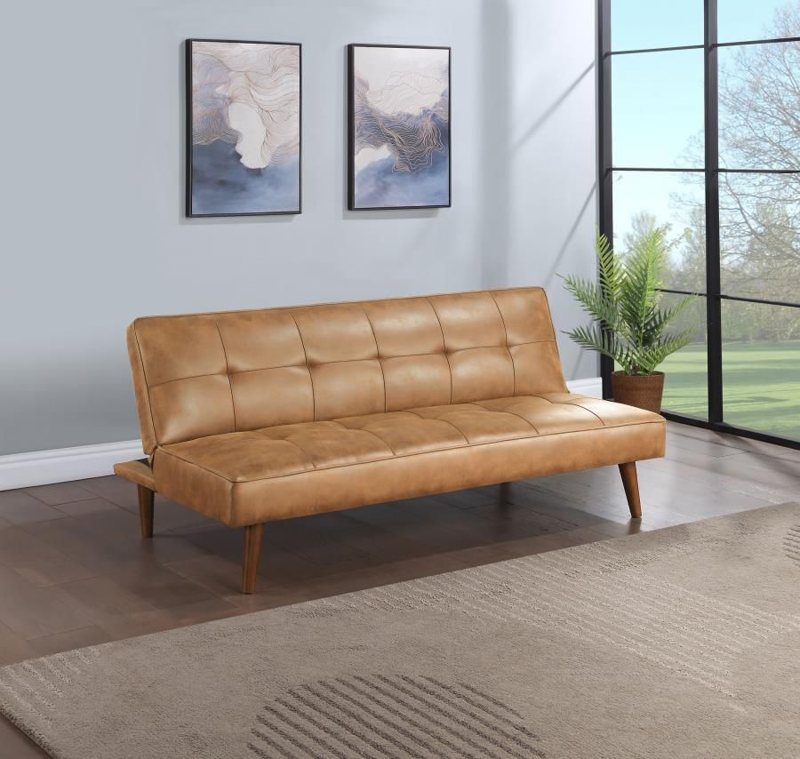 Sofa Bed Futon Saddle Brown Faux Leather New Especial price