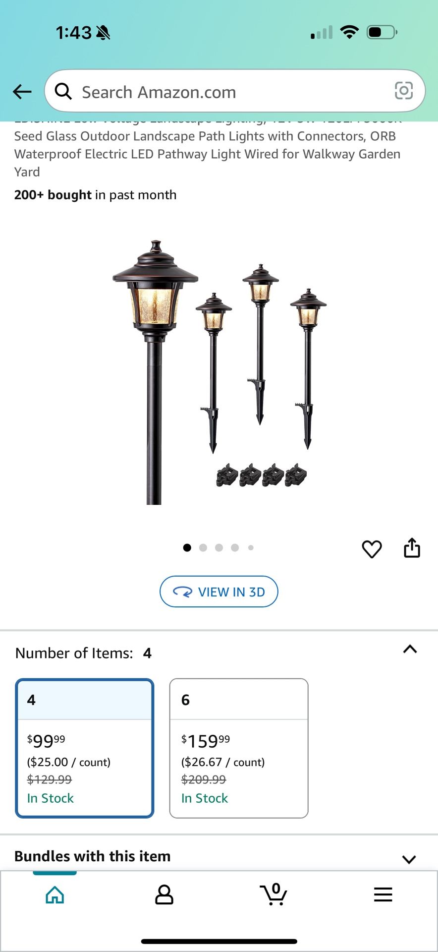 EDISHINE Low Voltage Landscape Lighting, 12V 3W 120LM 3000K Seed Glass Outdoor Landscape Path Lights with Connectors, ORB Waterproof Electric LED Path