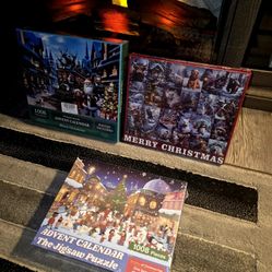 3 Brand New Christmas Advent Puzzles In Sealed Plastic BNIB Never Used 