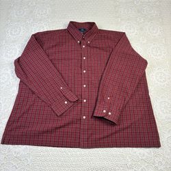 Dockers Men's 2XL Plaid Red Gray Cotton Polyester Long Sleeve Button-Up Shirt