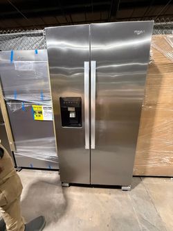 36” Whirlpool side by side refrigerator stainless steel