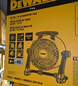 DEWALT CORDED VARIABLE SPEED 16"IN BENCHTOP FAN NEW TOOL ONLY