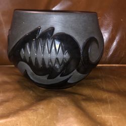 5 inch black, decorative ceramic art Vase
