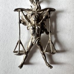 Limited edition Designer Sterling Silver Themis Goddess/Libra pendant