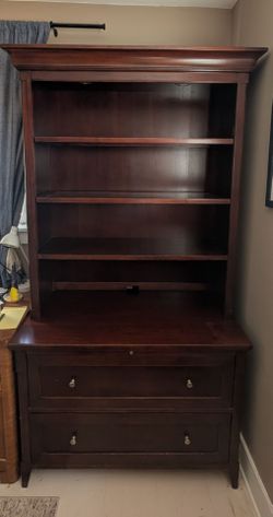 Solid mahogany file cabinet and bookshelf