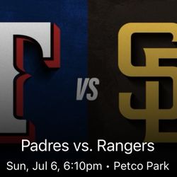 Padres v Rangers. 7/6. 6pm 