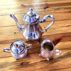 Vintage Webster Wilcox Joanne Silver Plated 3pc Tea Set 