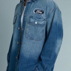 New “FORD” Patch Denim Shirt/Jacket (wash Denim Blue) Size XXL 