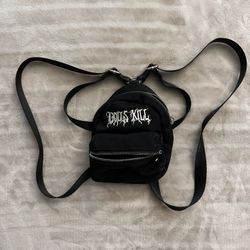 Dolls Kill Mini Backpack Black Nylon 6"H X 4"W Small Mini Back Pack