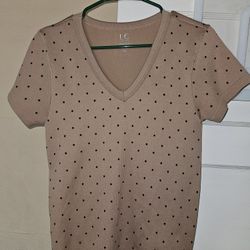 Women's LC Couture v neck polka dot shirt sz M/L