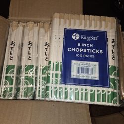 500 Count | KingSeal 8 Inch Natural Poplar Wood Chopsticks, Paper Sleeve, Waribashi, Eco Friendly, Bulk Pack - 5 Packs x 100 Pairs