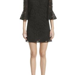 VALENTINO Lace Bell Flare Sleeve Shift Dress Navy Blue size 6