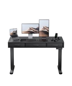 47’’ Electric Standing Desk with Drawers, C-Clamp Mount Compatible, 47 x 24 Inch Height Adjustable S